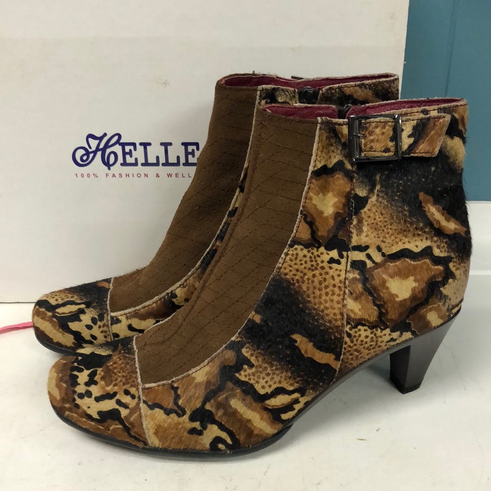 Helle Comfort Womens Labonita Boots Size EUR 38 Leopard Print Booties US‎ 7.5 M